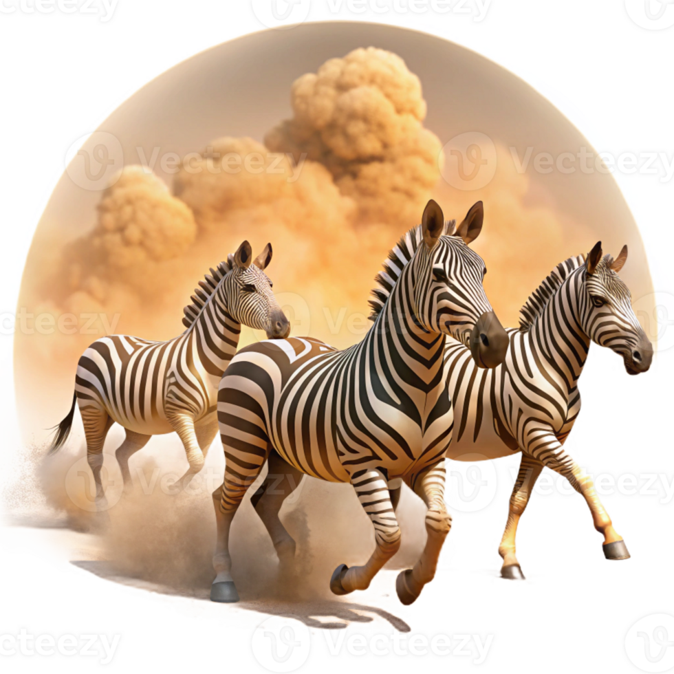 impressive artistic A Herd of Zebras Running Across the Plains high resolution png