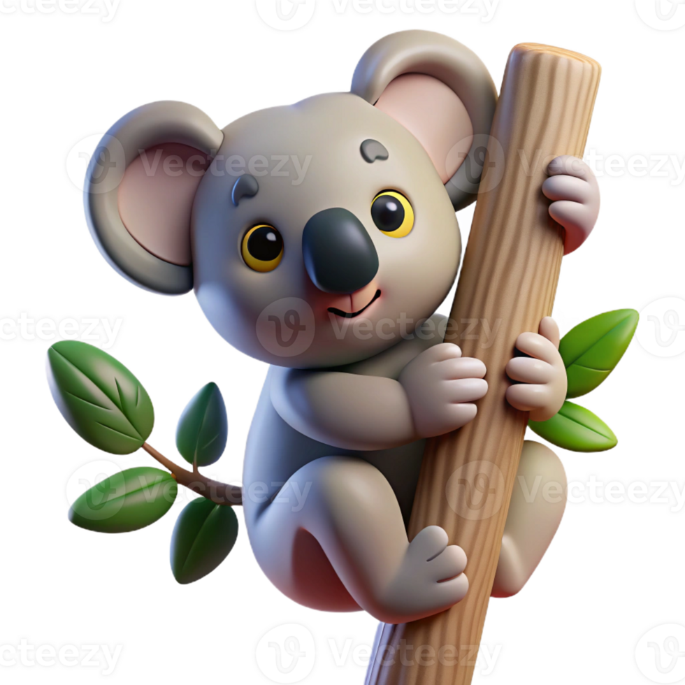 beautiful vintage A Koala Clinging to a Eucalyptus Tree S 4K png