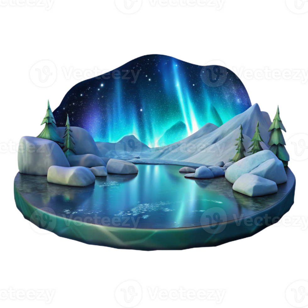 vibrant creative A Frozen Lake Reflecting a Clear Starry original png