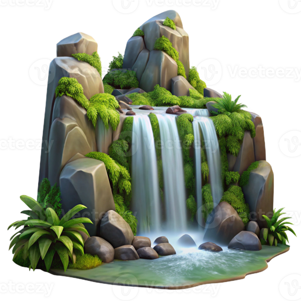dramatic artistic A Cascading Waterfall Tumbling over Moss genuine png