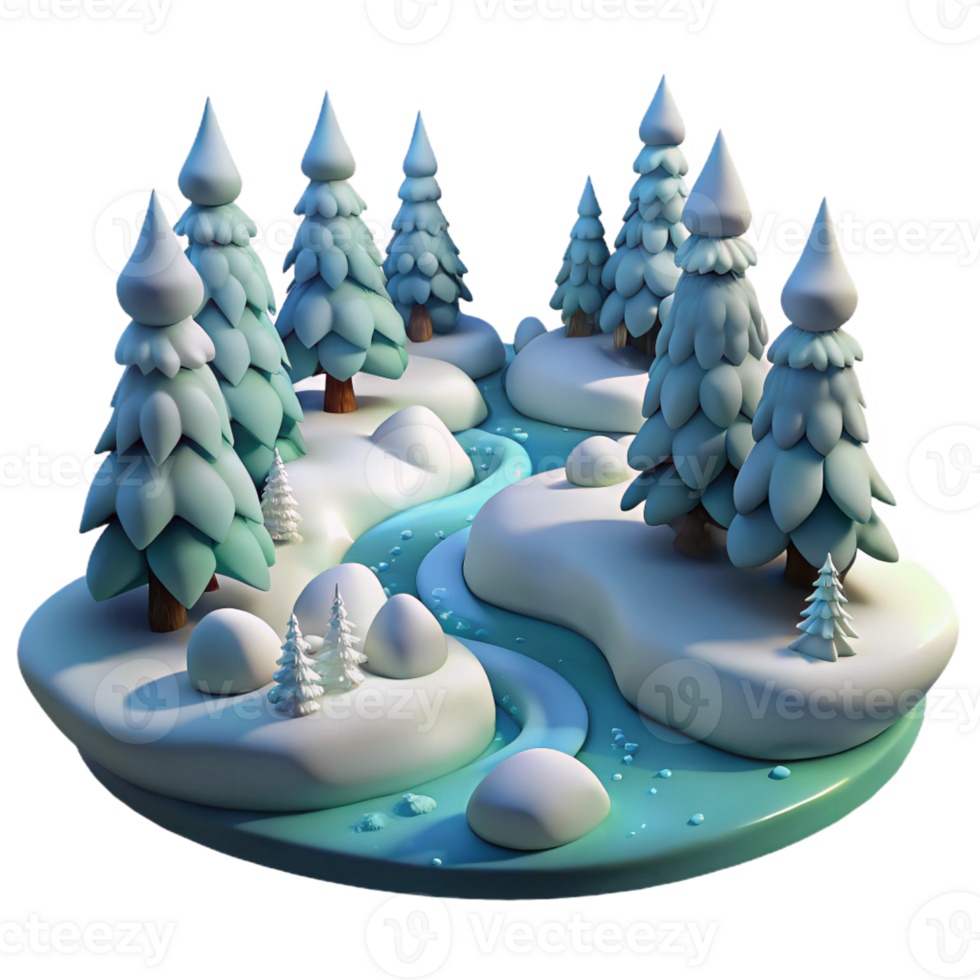 serene classic A Snow Covered Forest with a Frozen Rive original png