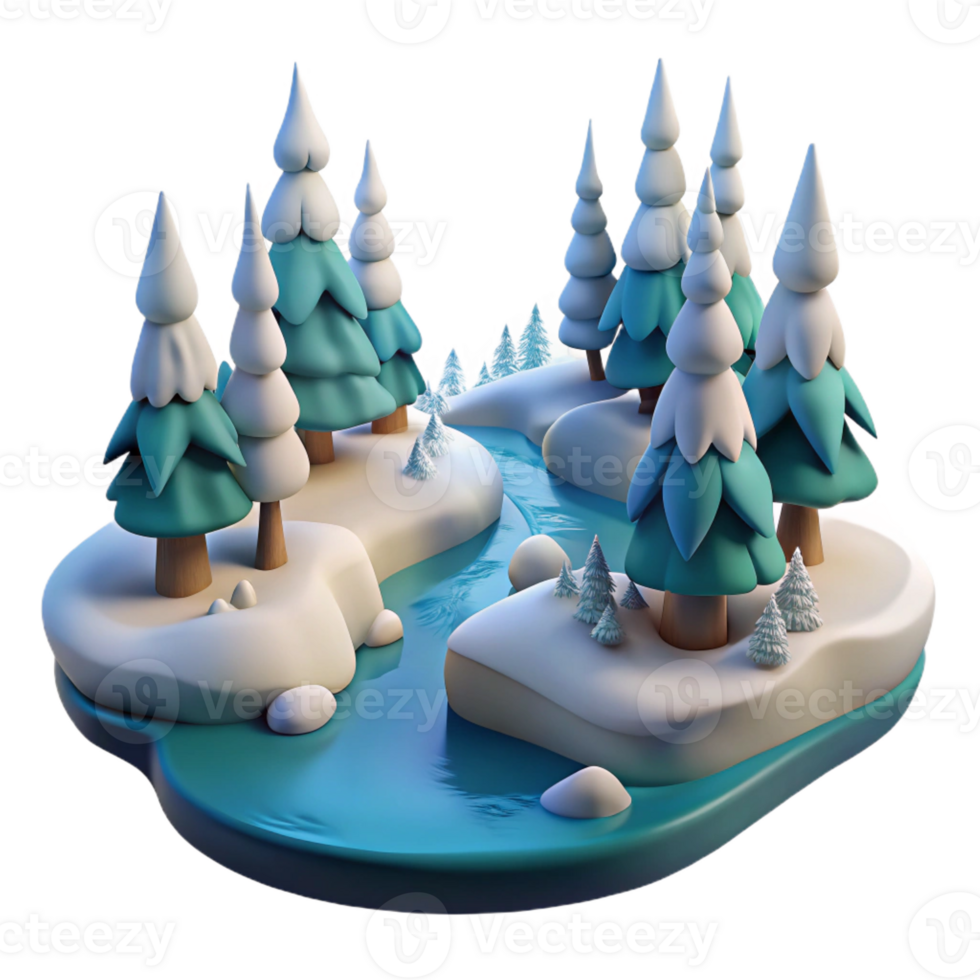 stunning rustic A Snow Covered Forest with a Frozen Rive premium png
