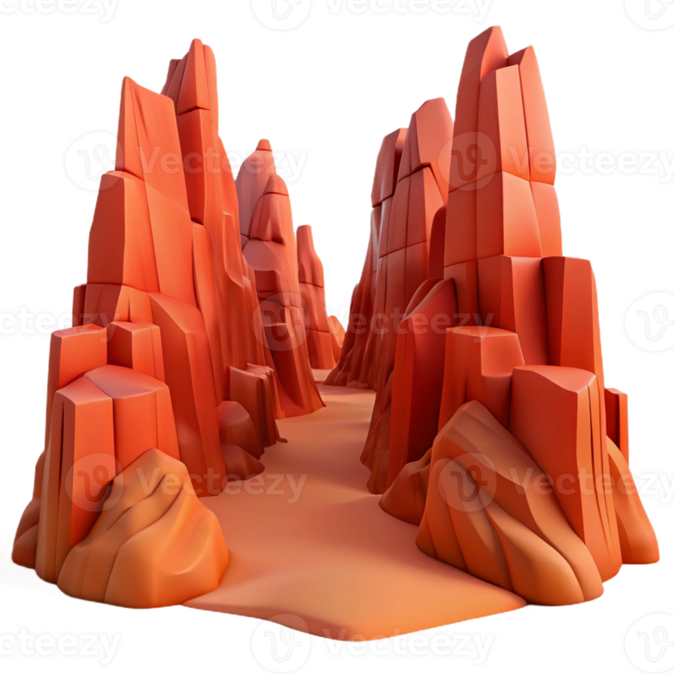elegant modern A Desert Canyon with Towering Red Rock Form detailed png