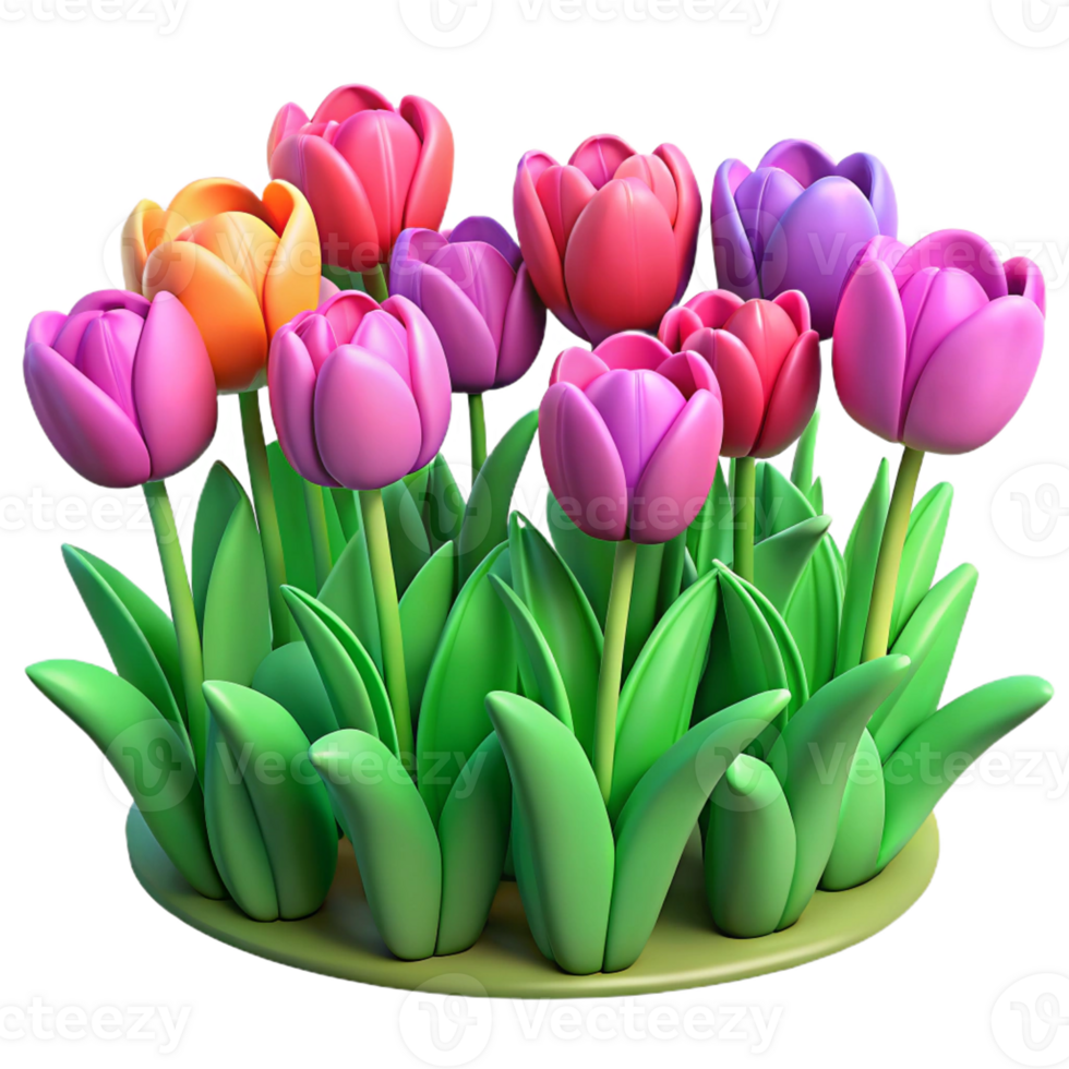 impressive traditional A Field of Tulips in Full Bloom Vibrant A 4K png