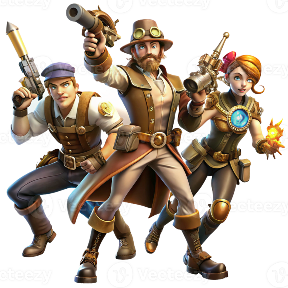 wonderful vintage A Group of Steampunk Air Pirates Brandi original png