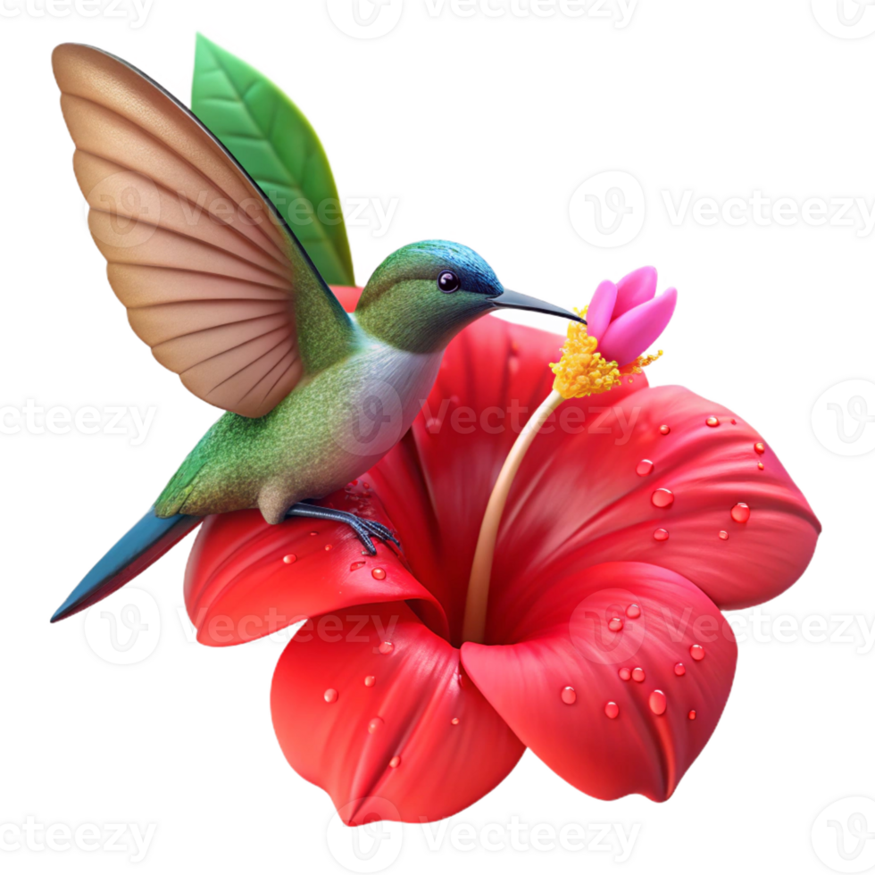 extraordinary vintage A Tiny Hummingbird Hovering over a Bright detailed png