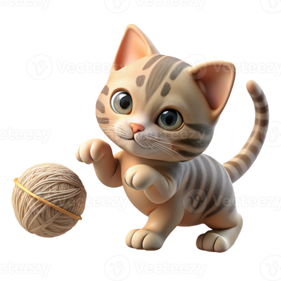 extraordinary abstract A Playful Kitten Batting at a Ball of Yarn genuine png