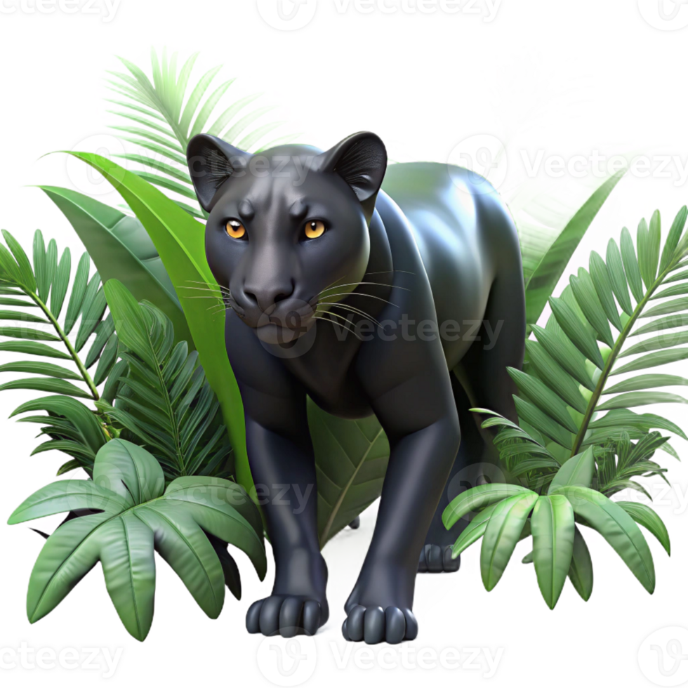 magnificent creative A Sleek Black Panther Stalking Through De genuine png