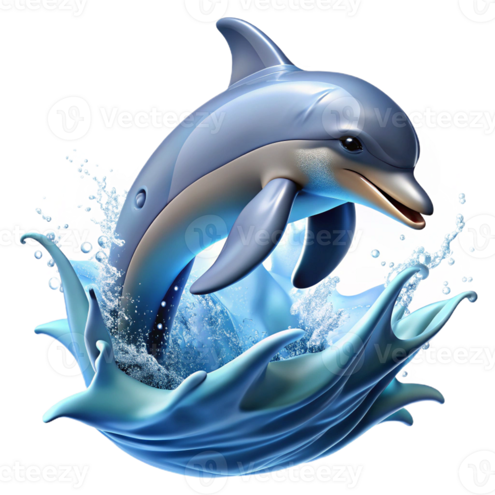 serene traditional A Playful Dolphin Leaping from the Ocean W professional png