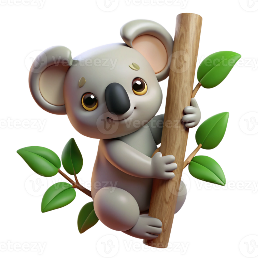 dramatic vintage A Cute Koala Clinging to a Eucalyptus Tree authentic png