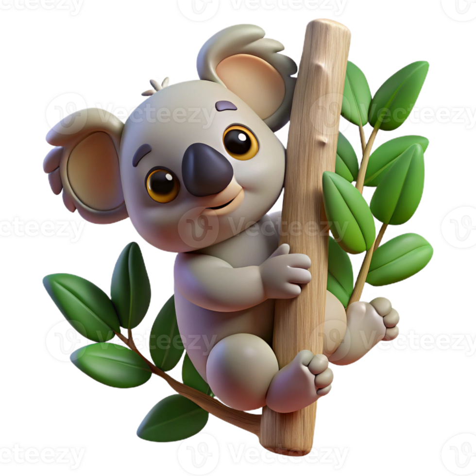 impressive rustic A Cute Koala Clinging to a Eucalyptus Tree premium png