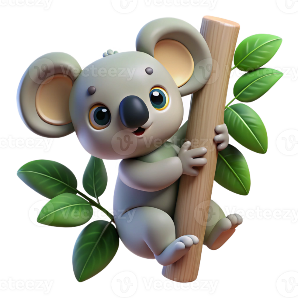 beautiful classic A Cute Koala Clinging to a Eucalyptus Tree genuine png