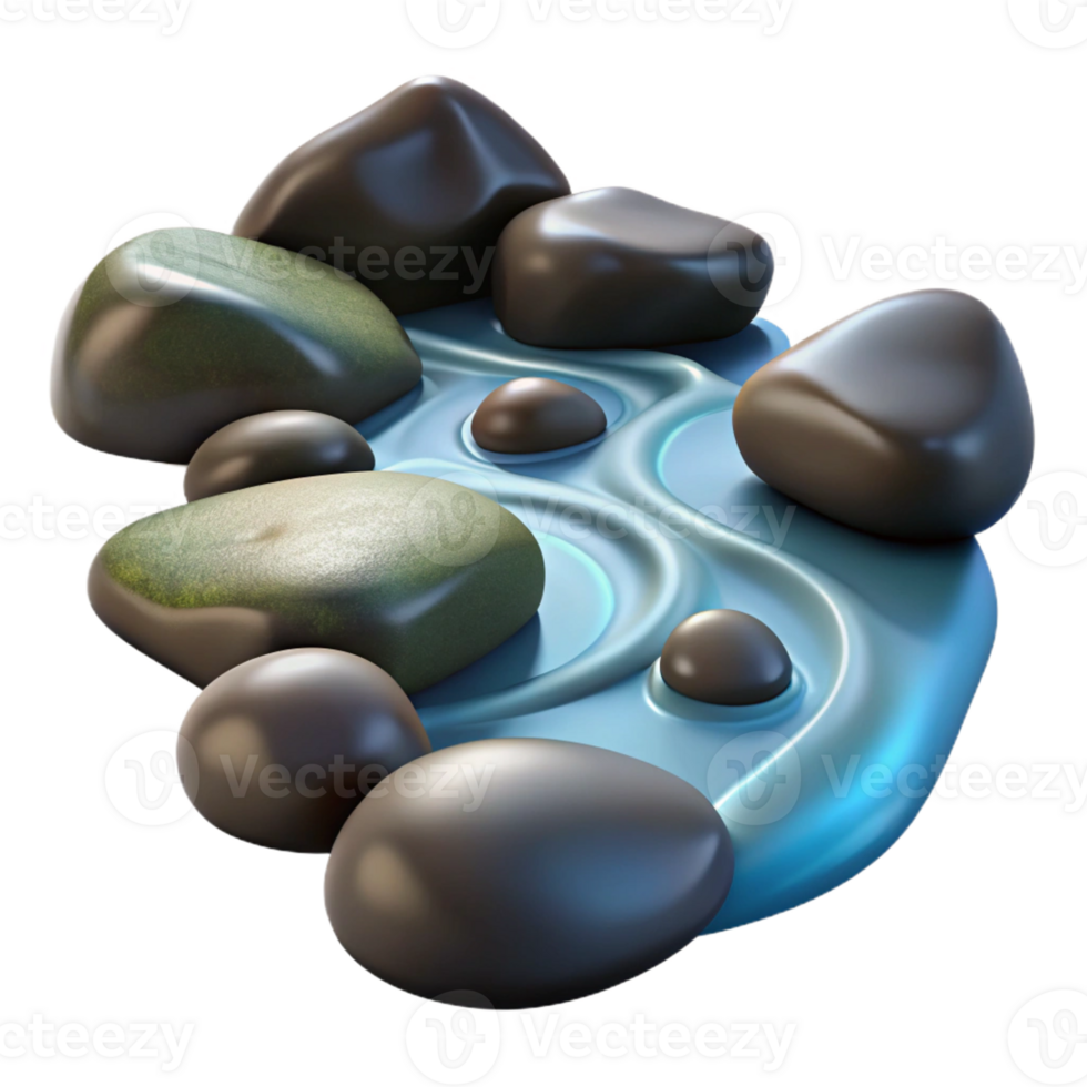 dramatic rustic A Babbling Brook Flowing over Smooth Stones high quality png