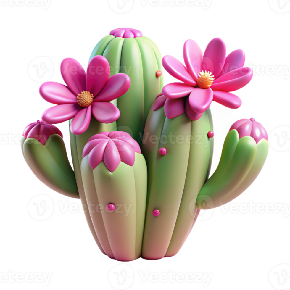 vibrant contemporary A Desert Cactus with Vibrant Pink Flowers high quality png