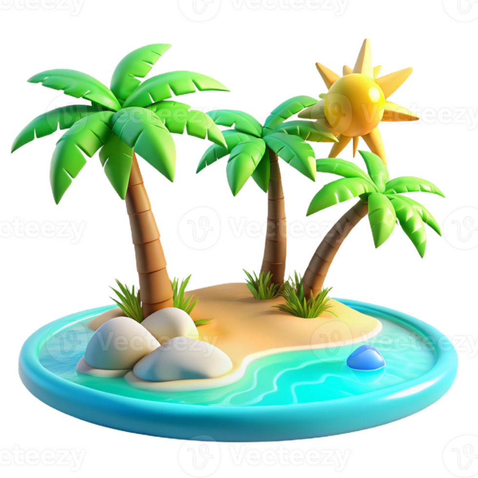impressive contemporary A Tropical Beach with Palm Trees and Turqu high resolution png