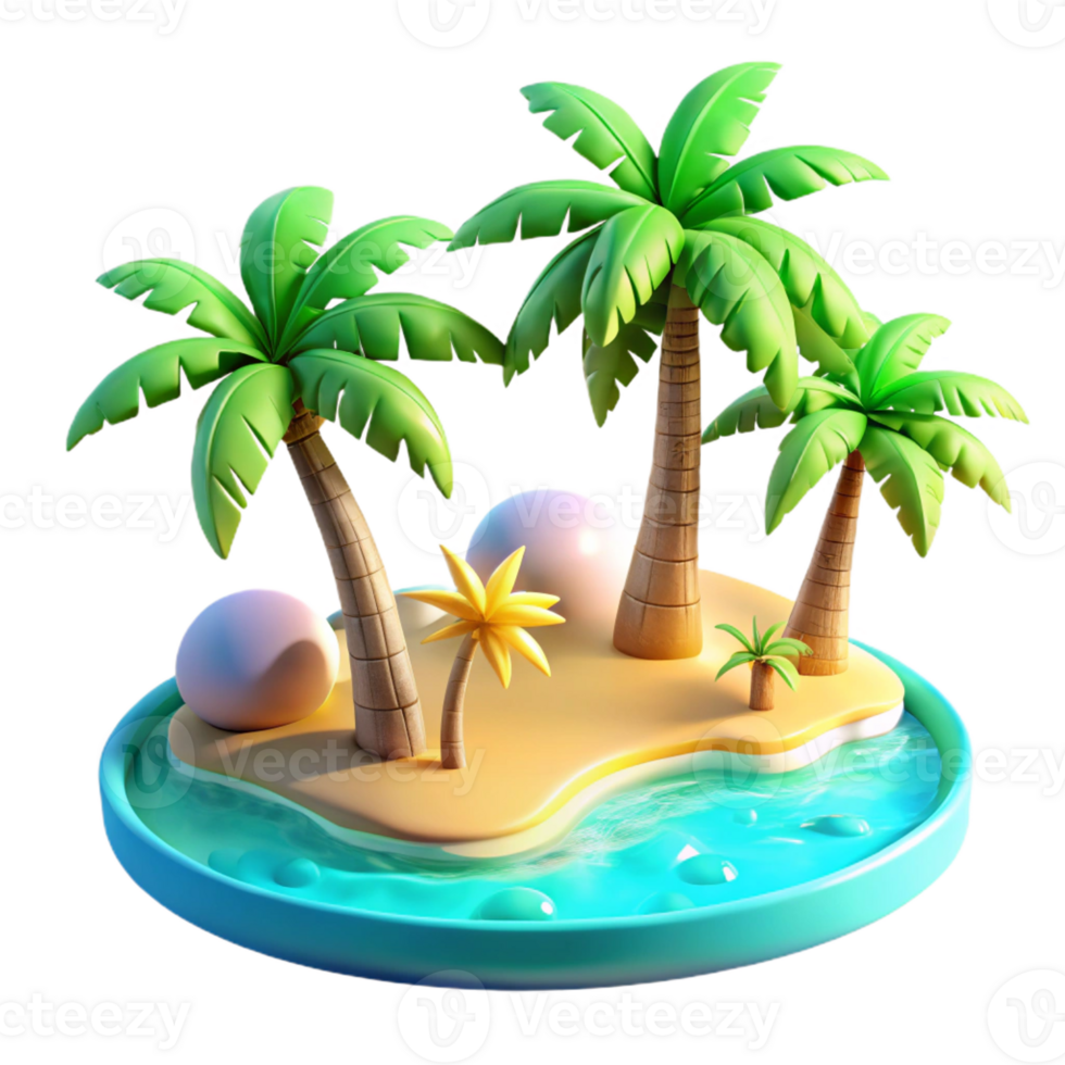 magnificent creative A Tropical Beach with Palm Trees and Turqu premium png