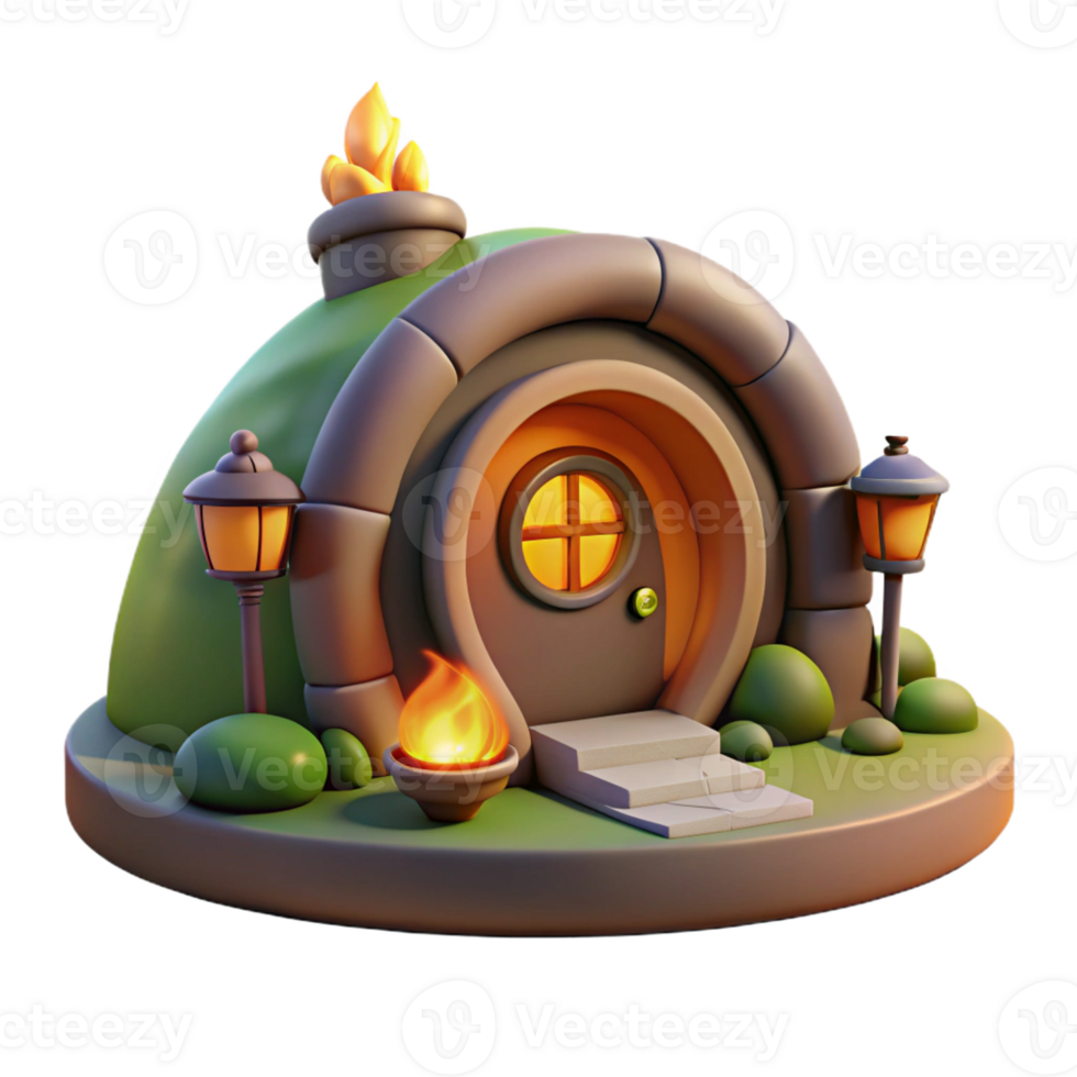 elegant abstract A Cozy Hobbit Hole Nestled Into a Hillsid premium png