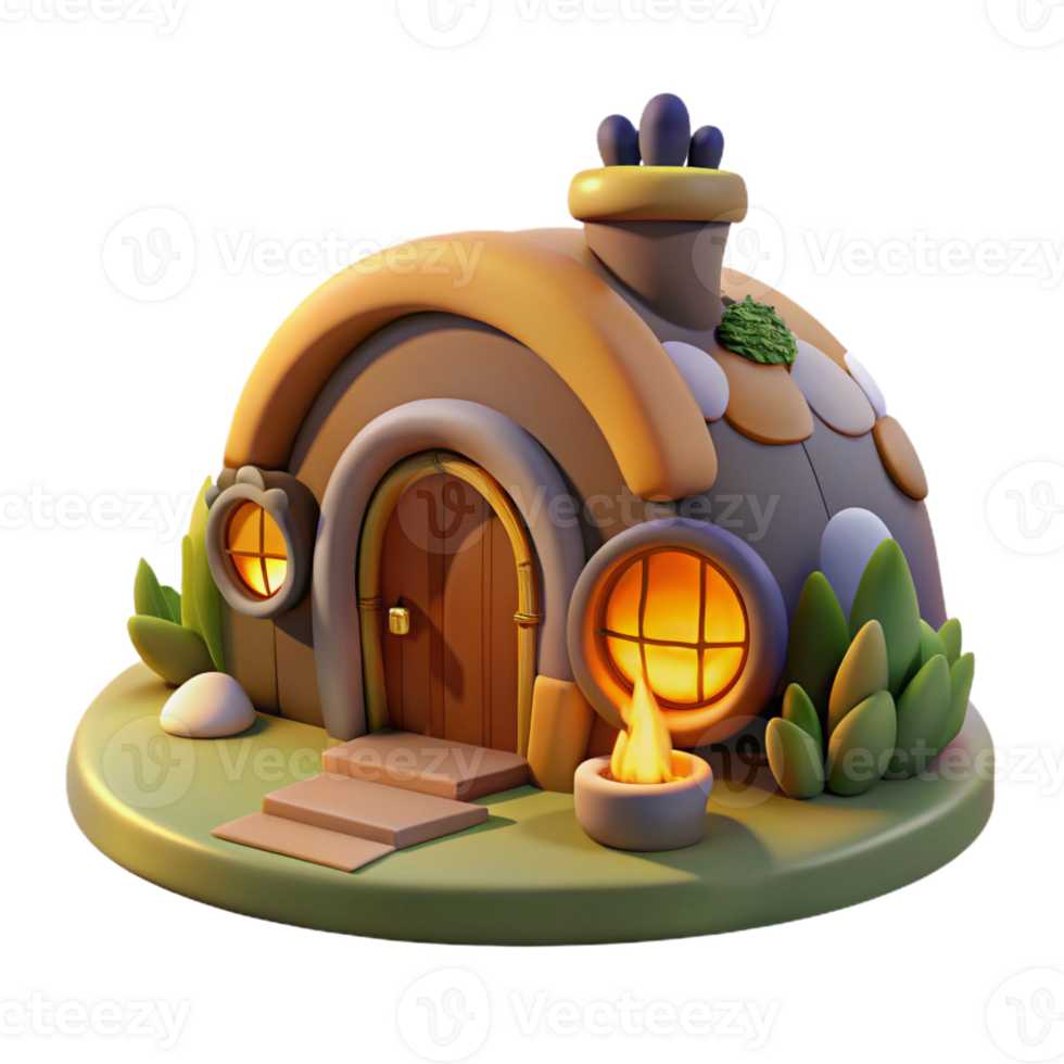 magnificent artistic A Cozy Hobbit Hole Nestled Into a Hillsid exclusive png