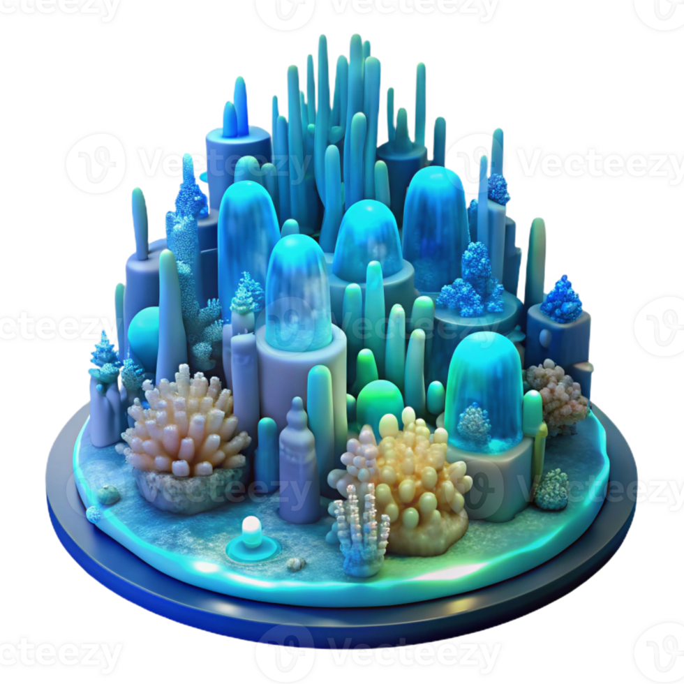 vibrant traditional An Underwater City Built of Bioluminescen exclusive png