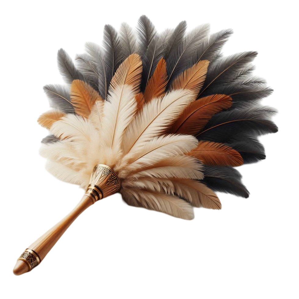 Elegant Feather with Gold and Black Accents png