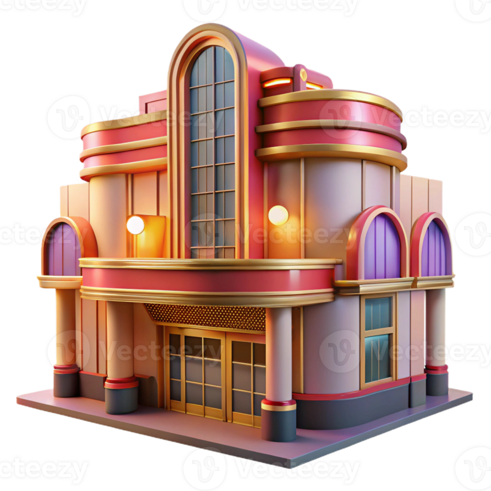 magnificent modern An Art Deco Cinema Bathed in the Warm Glow authentic png