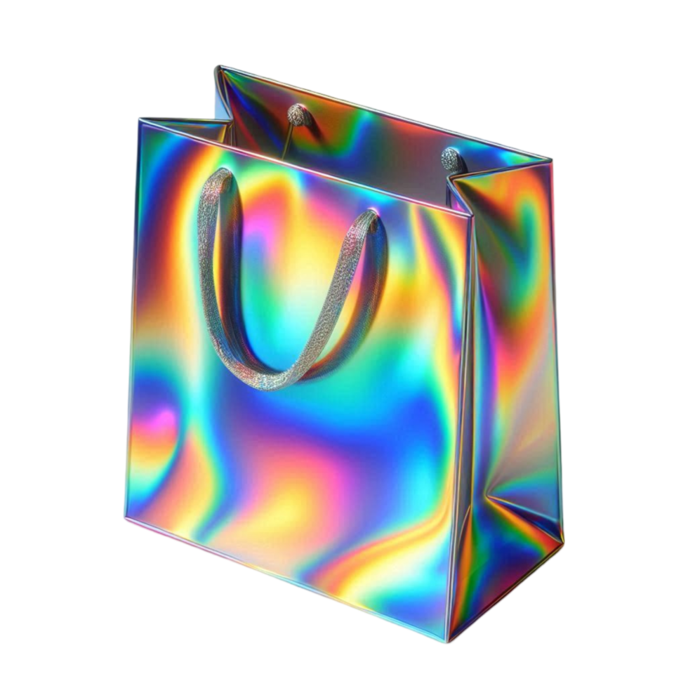 Holographic Shopping Bag with Rainbow Effect png