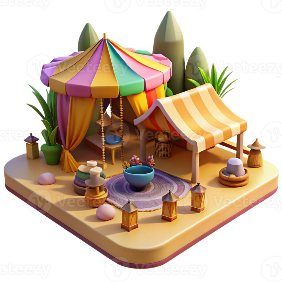beautiful abstract A Bustling Marketplace in a Desert Oasis high quality png
