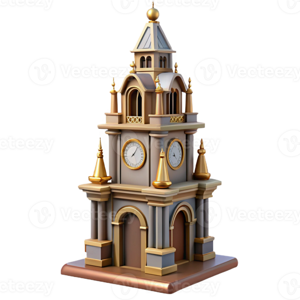 dramatic vintage A Towering Art Nouveau Clock Tower with In high resolution png