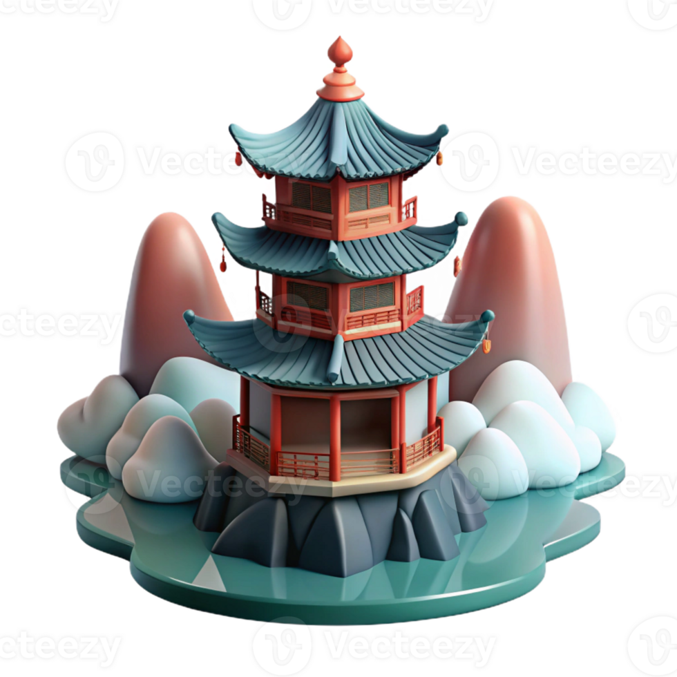 wonderful minimalist A Traditional Chinese Pagoda Nestled in A high resolution png