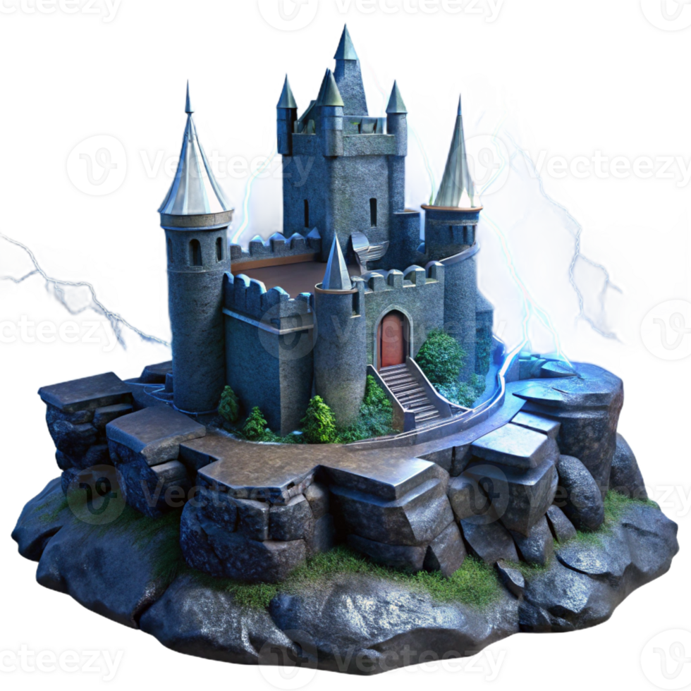stunning artistic A Crumbling Medieval Castle on a Rocky Out premium png