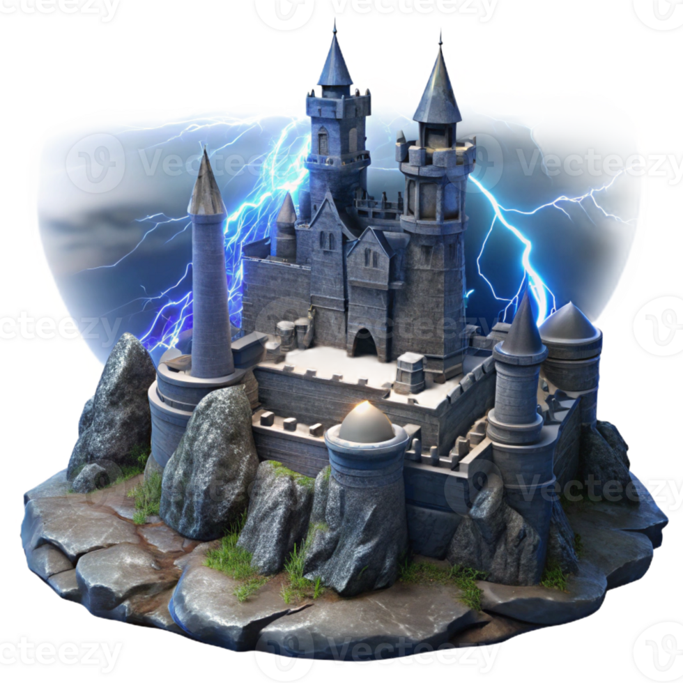 extraordinary abstract A Crumbling Medieval Castle on a Rocky Out authentic png