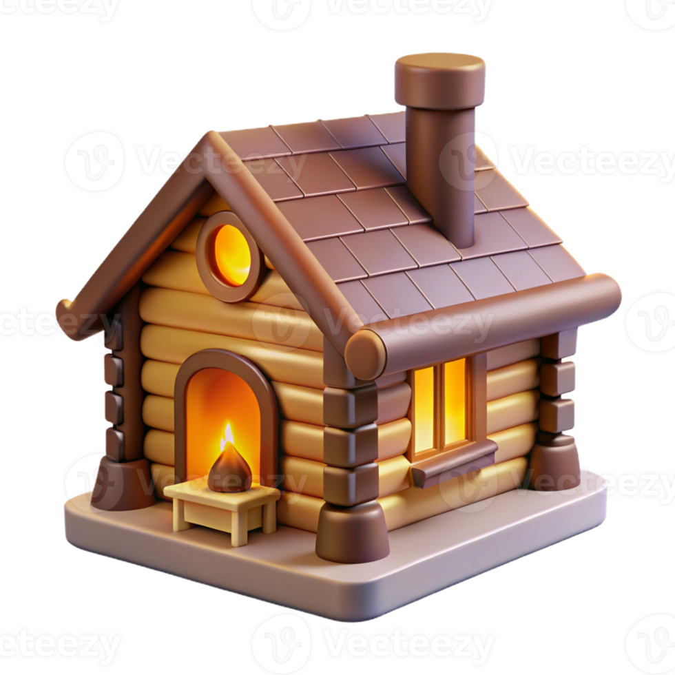 vibrant rustic A Cozy Log Cabin in a Snowy Forest Lit B high resolution png