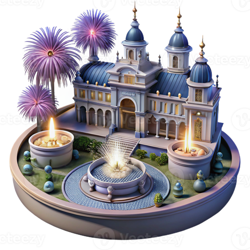 stunning rustic A Grand Baroque Palace with Ornate Garden detailed png