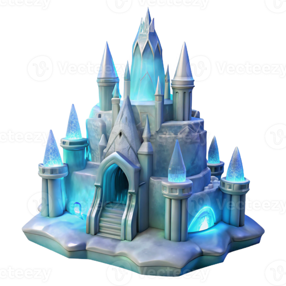 beautiful artistic An Intricate Ice Castle Sculpted from Cry detailed png