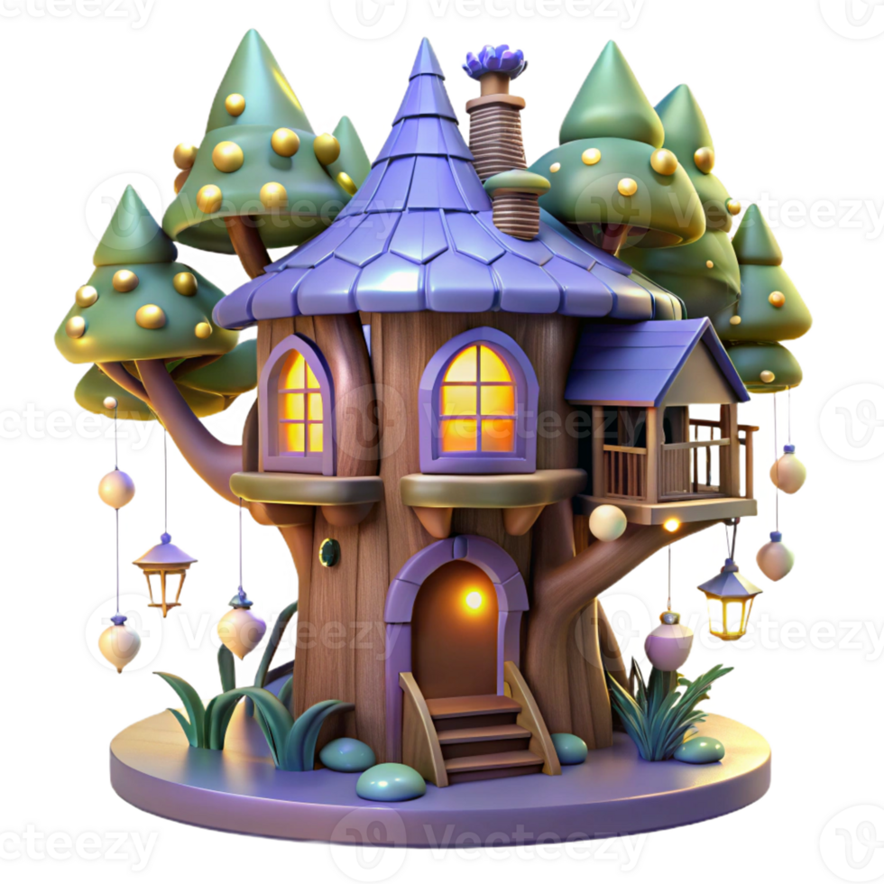 elegant creative A Whimsical Treehouse with Glowing Fairy L authentic png