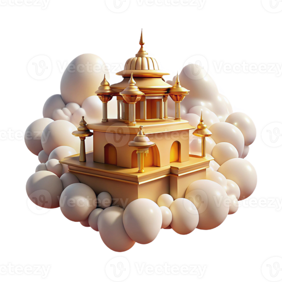 extraordinary modern A Floating Temple in the Clouds Bathed In high quality png