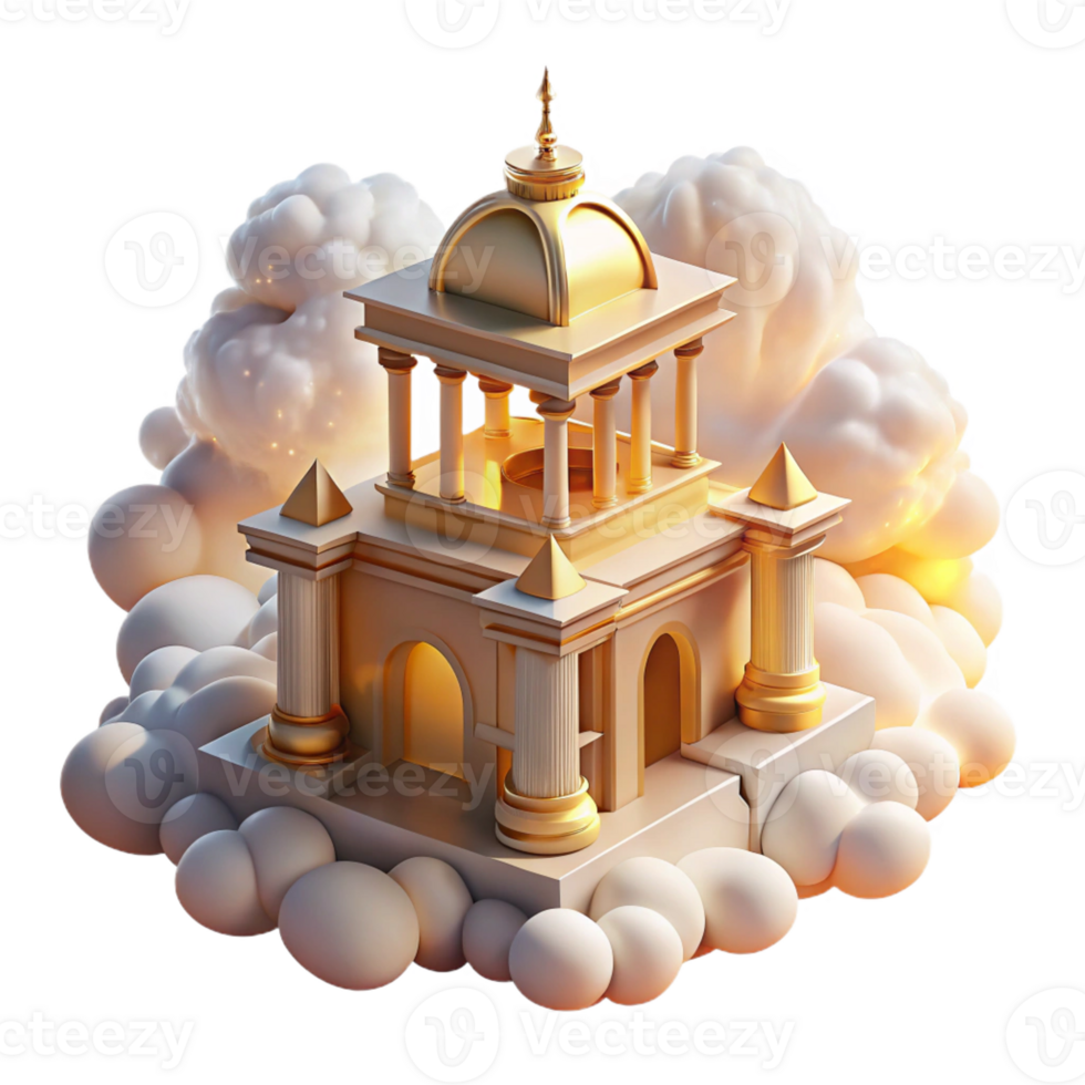 vibrant abstract A Floating Temple in the Clouds Bathed In professional png