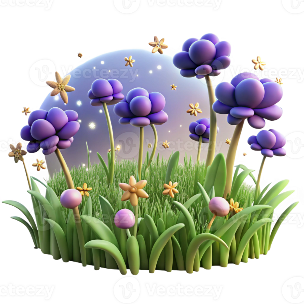 elegant abstract A Field of Bioluminescent Wildflowers Sw high quality png