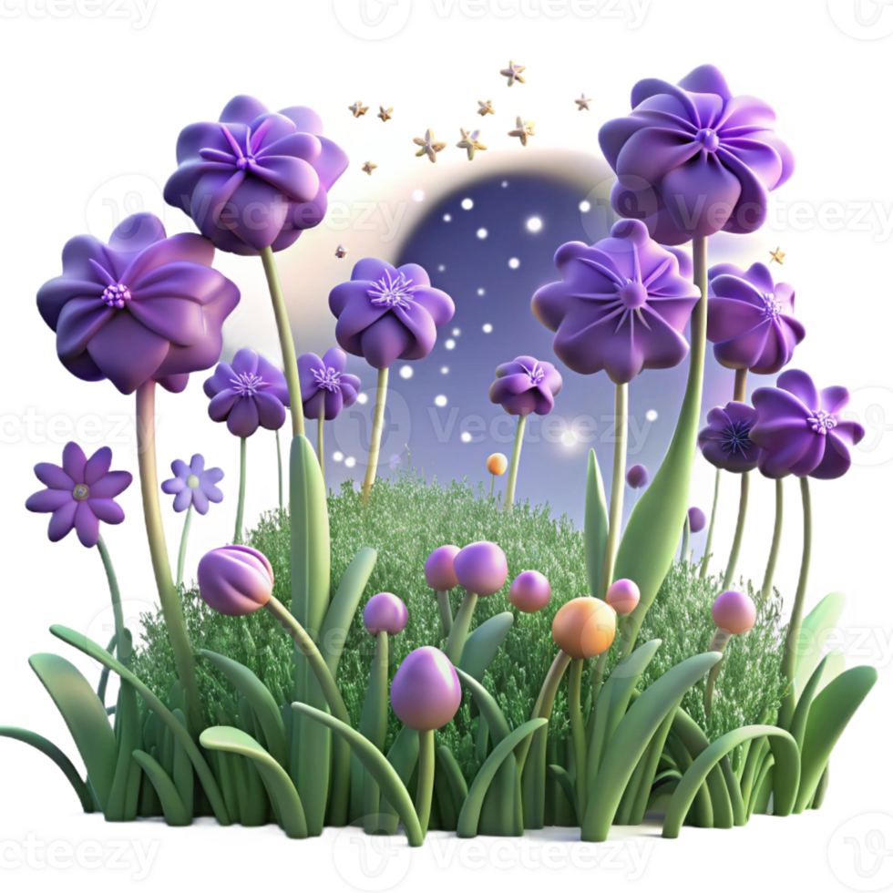 dramatic modern A Field of Bioluminescent Wildflowers Sw high resolution png