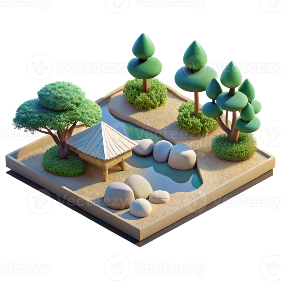wonderful minimalist A Serene Japanese Zen Garden with Meticu authentic png