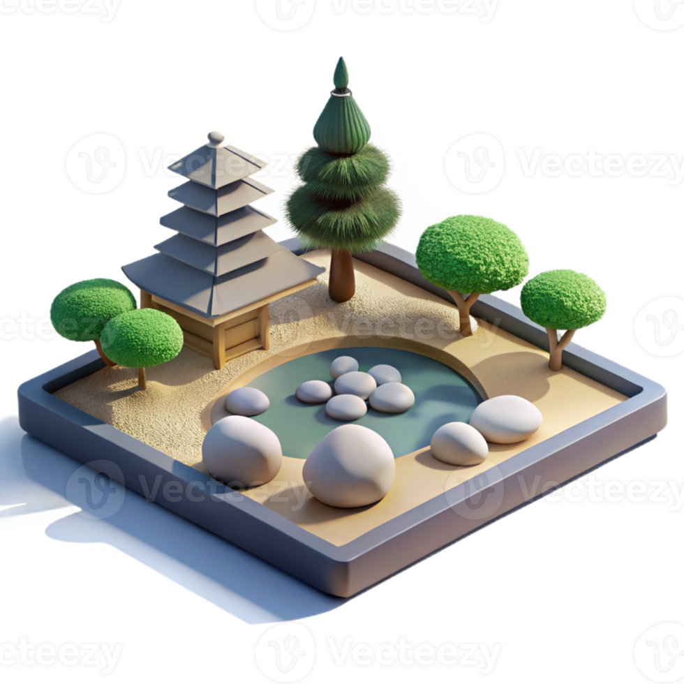 extraordinary creative A Serene Japanese Zen Garden with Meticu high resolution png