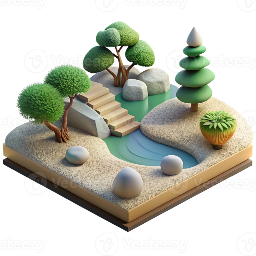 beautiful artistic A Serene Japanese Zen Garden with Meticu high resolution png