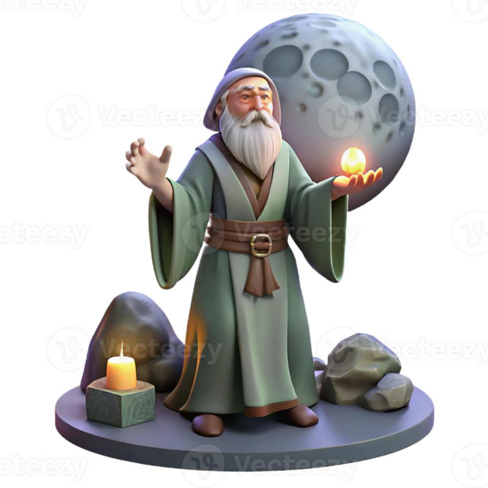 elegant creative A Wise Old Druid Performing a Ritual Unde original png