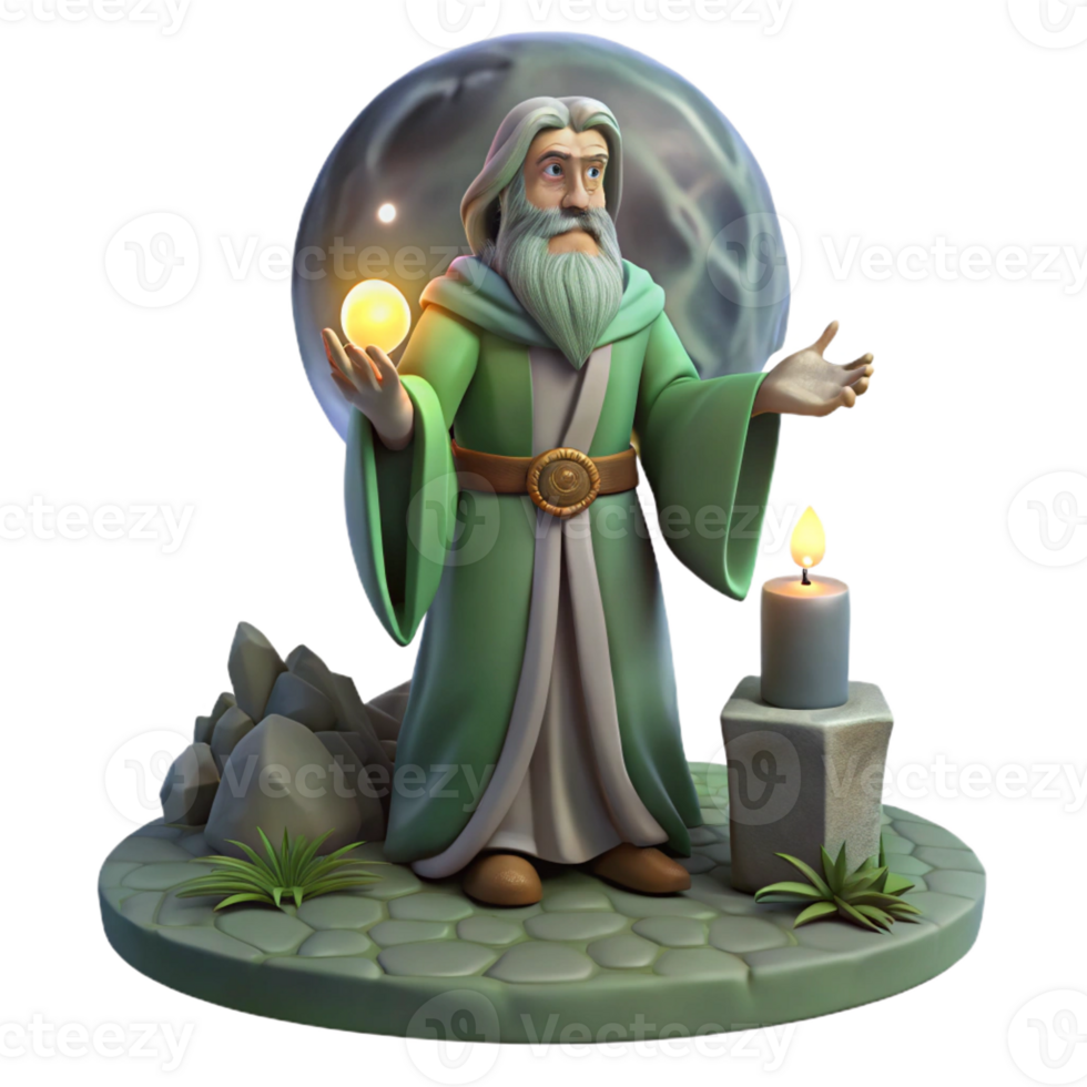 wonderful minimalist A Wise Old Druid Performing a Ritual Unde high quality png