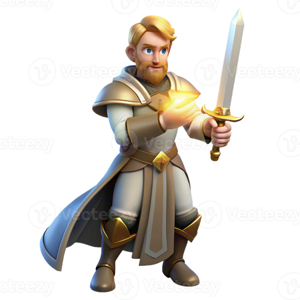 impressive modern A Courageous Paladin Wielding a Holy Sword 4K png