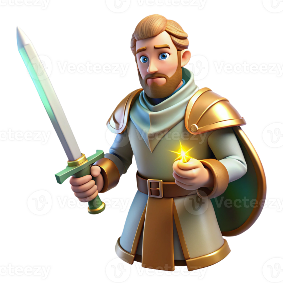 beautiful contemporary A Courageous Paladin Wielding a Holy Sword high quality png