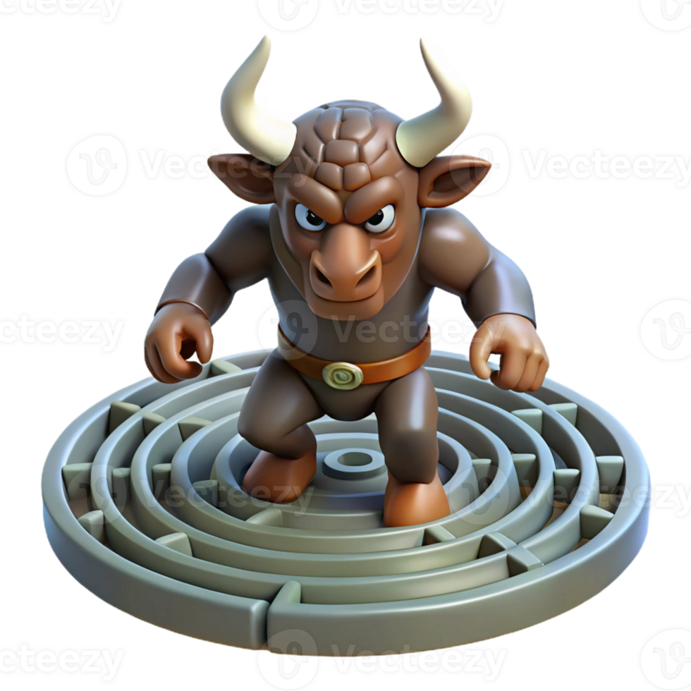 wonderful classic Minotaur Guarding a Labyrinth detailed png