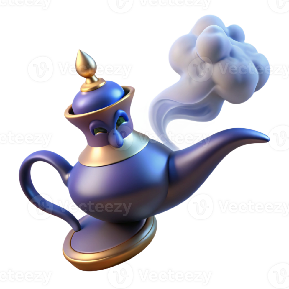vibrant artistic A Powerful Djinn Emerging from a Magic Lam professional png