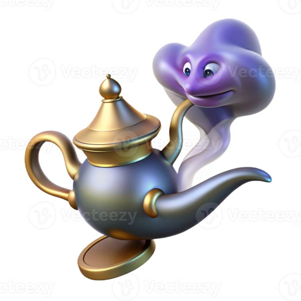 elegant creative A Powerful Djinn Emerging from a Magic Lam premium png