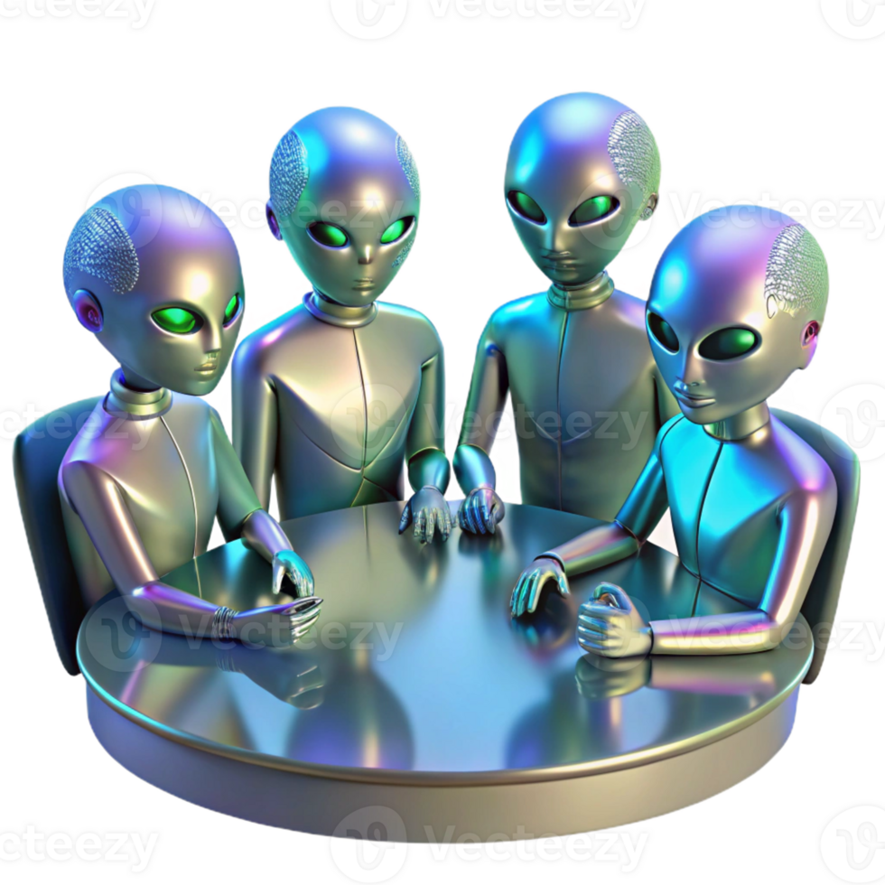 elegant creative A Group of Alien Diplomats with Shimmeri 4K png